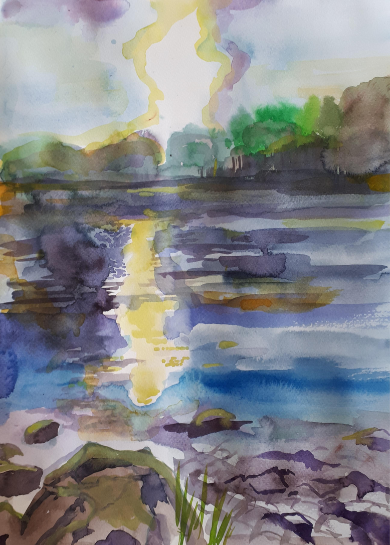 Isarimpression / Aquarell